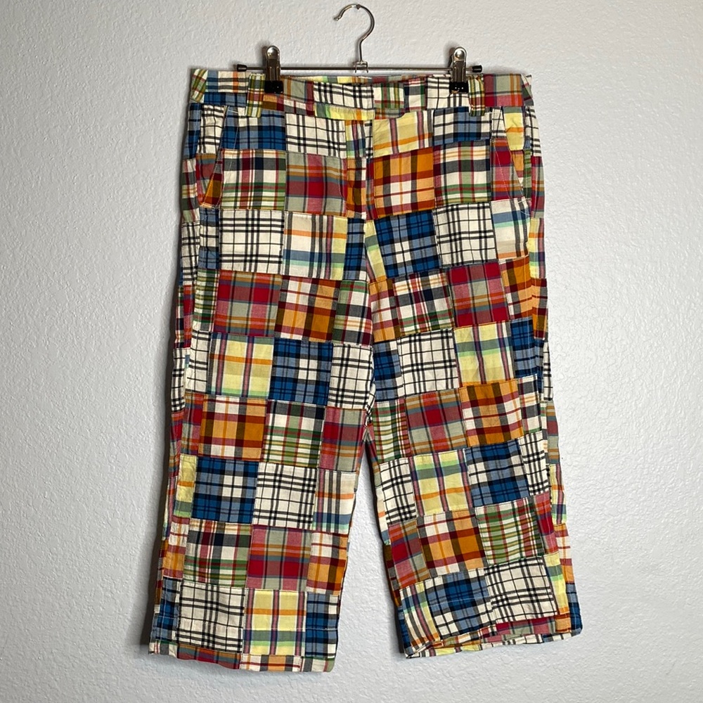 J. Crew Multicolor Patchwork Plaid Cropped Pants